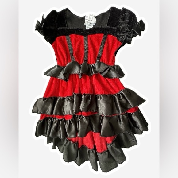 Dream Weavers girl’s Can Can Costume for Halloween color Red. Size 4-6T. - Picture 1 of 8